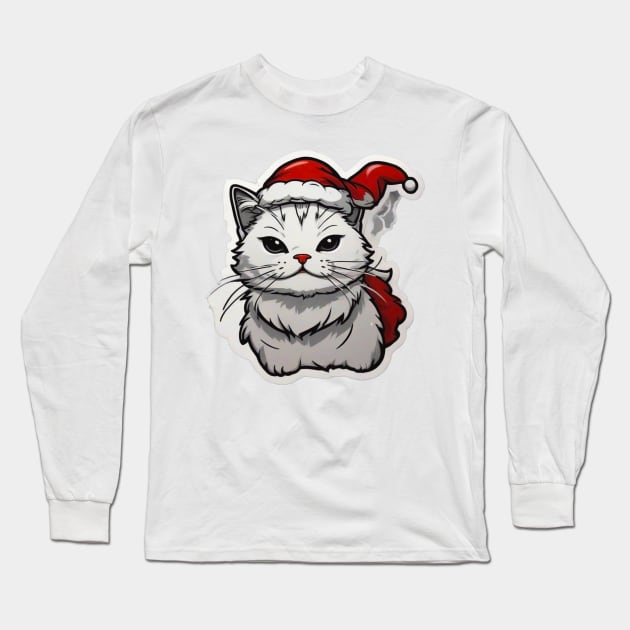 Santa cat Long Sleeve T-Shirt by Strange-desigN